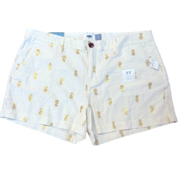 🌹NWT:OLD NAVY GOLD PINEAPPLE CUFFED SHORTS - Picture 2 of 8